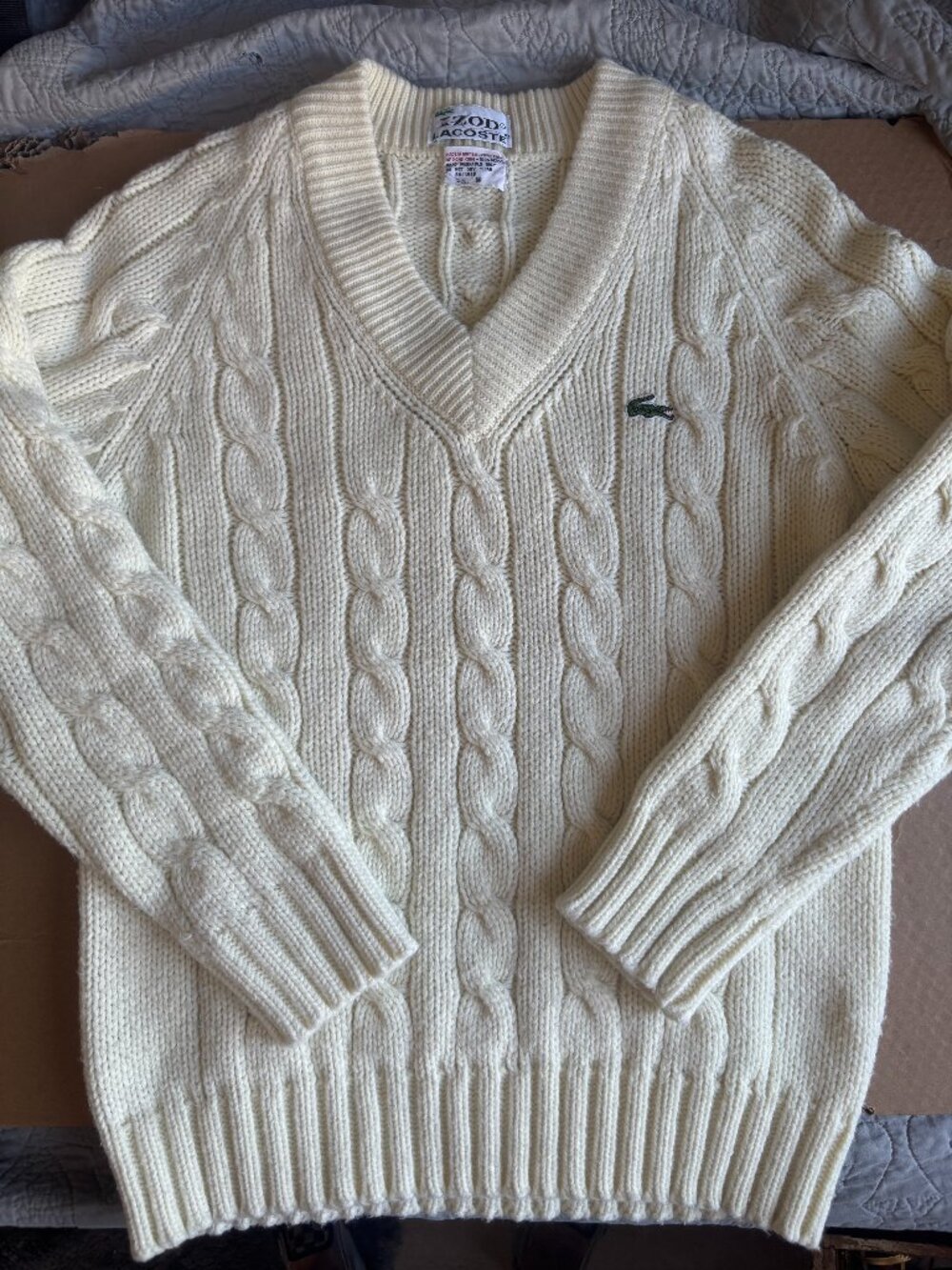 Vintage 1970s Lacoste V-neck Tennis Sweater